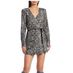 ANDAMANE Bonnie Zebra Bianca Sequin Wrap Dress size S, BRAND NEW